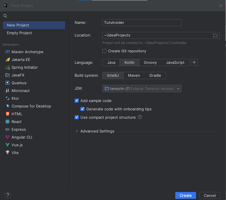 New Project IntelliJ IDEA - Kotlin Installation