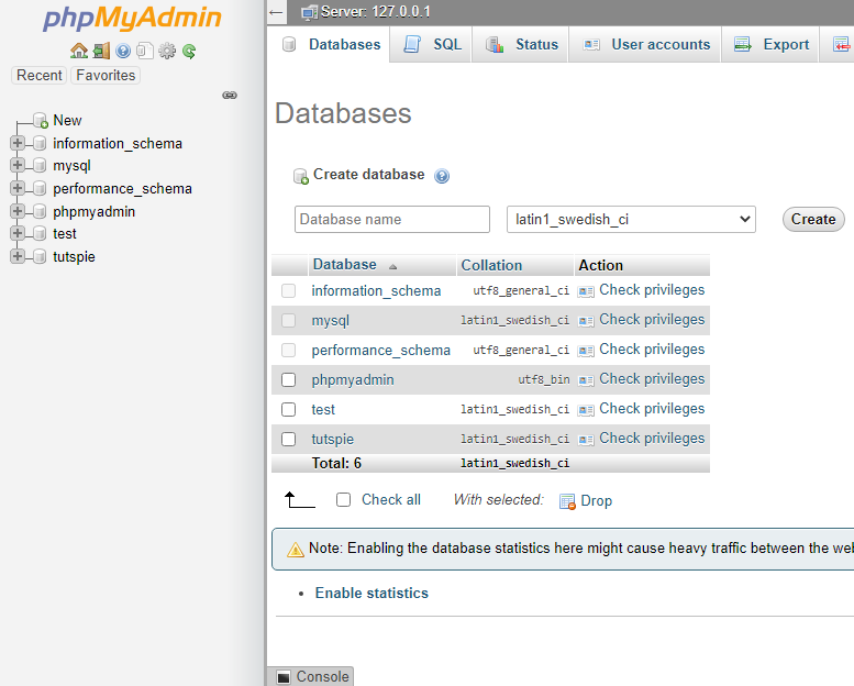 XAMPP Server phpMyadmin Setup