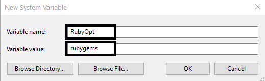 SCSS Installation - Environment Variables - System Variable - Ruby Setup