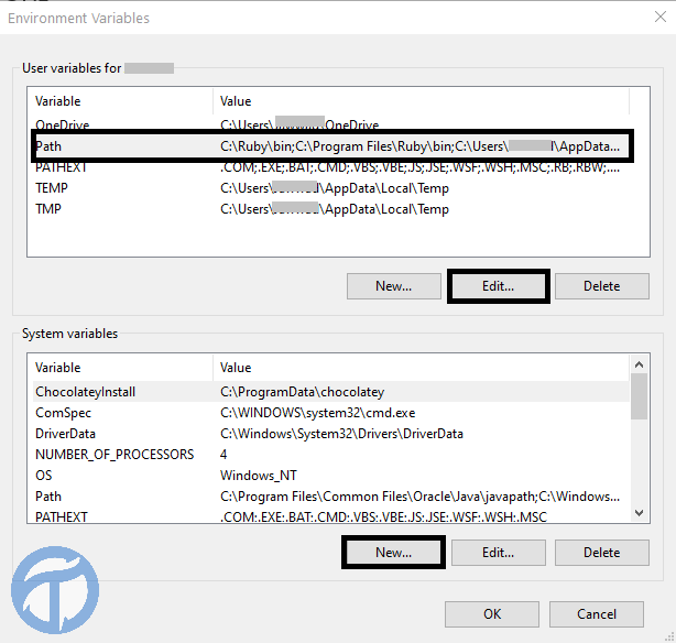 SCSS Installation - Environment Variables - User Variable - Ruby Setup