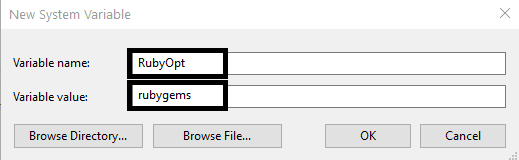 SCSS Installation - Environment Variables - System Variable - Ruby Setup